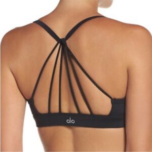 ALO Yoga Black Sunny Strappy Sports Bra